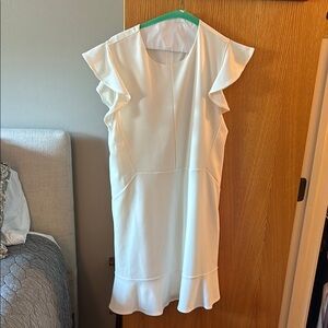 Express White Ruffle Sleeve Mini Dress